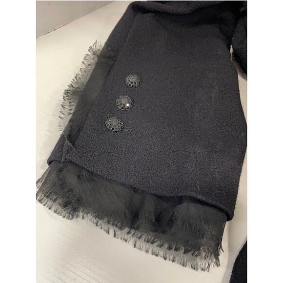 Chanel women's black chiffon trim jeweled wool‎ blazer size 50 - Picture 9 of 13